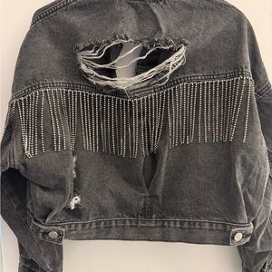 Edgy Black Distressed Denim Jacket